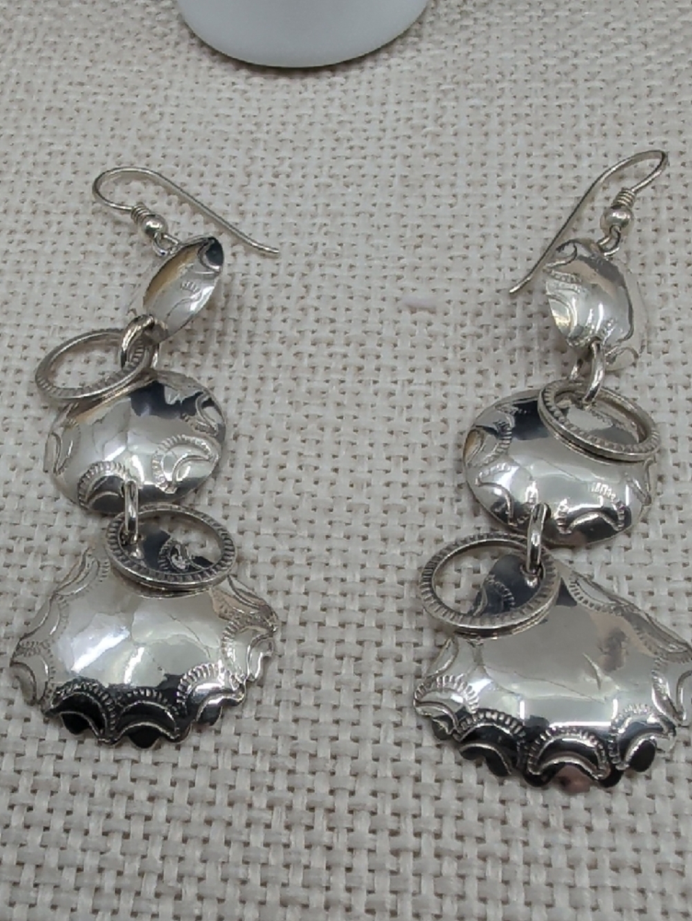 Handmade Sterling Silver Seashell Dangle Earrings Florida Keys Artisan - Picture 12 of 17